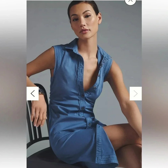 Anthropologie Dresses & Skirts - Anthropologie | Pilcro | Denim Collared Shirt Midi Dress Size 10 Medium M NWT